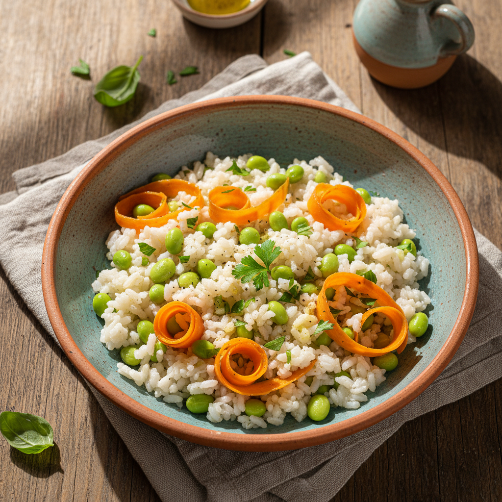 Foto della ricetta Bowl di riso, edamame e carote