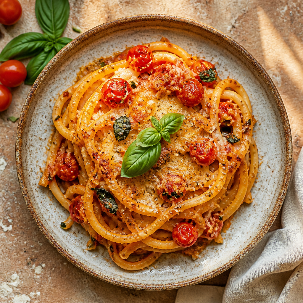 Foto della ricetta Bucatini al forno con pomodorini