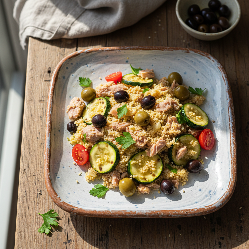 Foto della ricetta Couscous con tonno, olive e zucchine