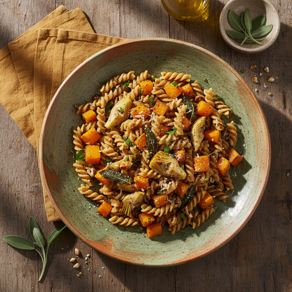 Foto della ricetta Fusilli di grano saraceno con zucca e carciofi