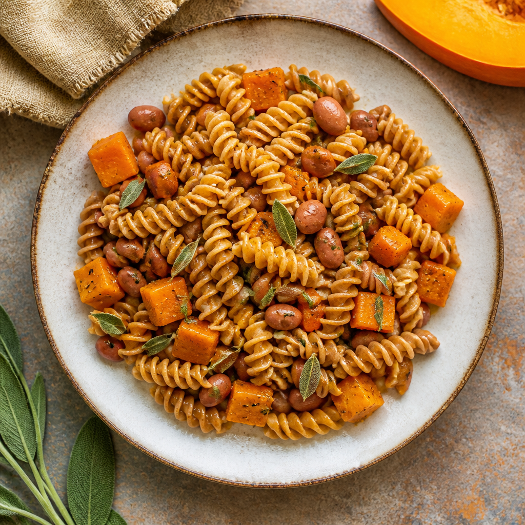 Foto della ricetta Fusilli integrali con zucca e borlotti
