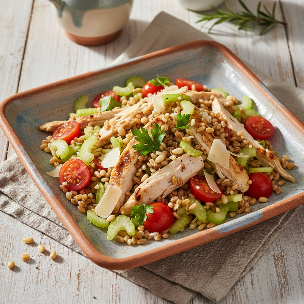 Foto della ricetta Insalata di farro con pollo e sedano