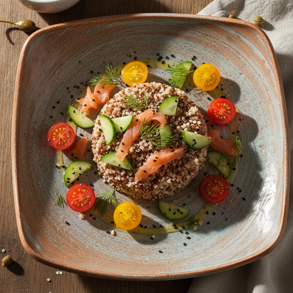 Foto della ricetta Insalata di quinoa, cetrioli e salmone affumicato