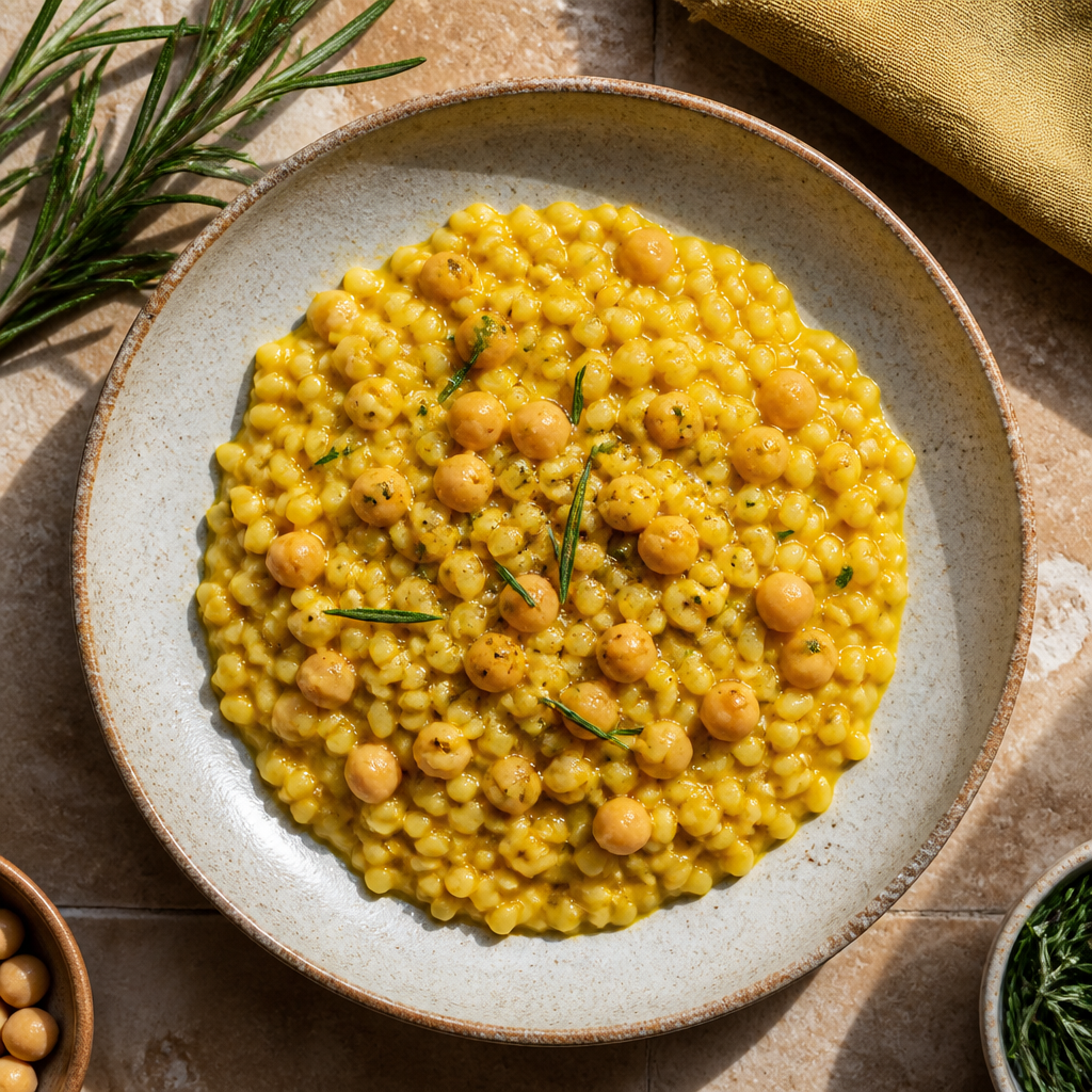 Foto della ricetta Orzotto allo zafferano, ceci e rosmarino