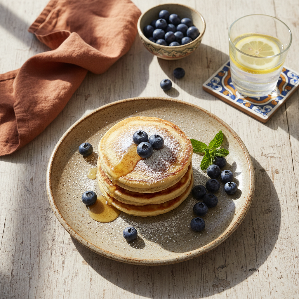 Foto della ricetta Pancake di farina di cocco e mirtilli