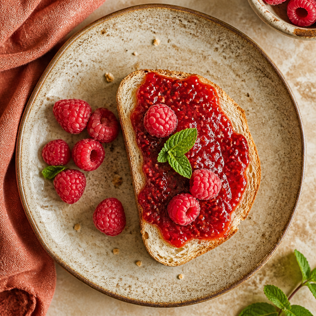 Foto della ricetta Pane di riso con marmellata di lamponi