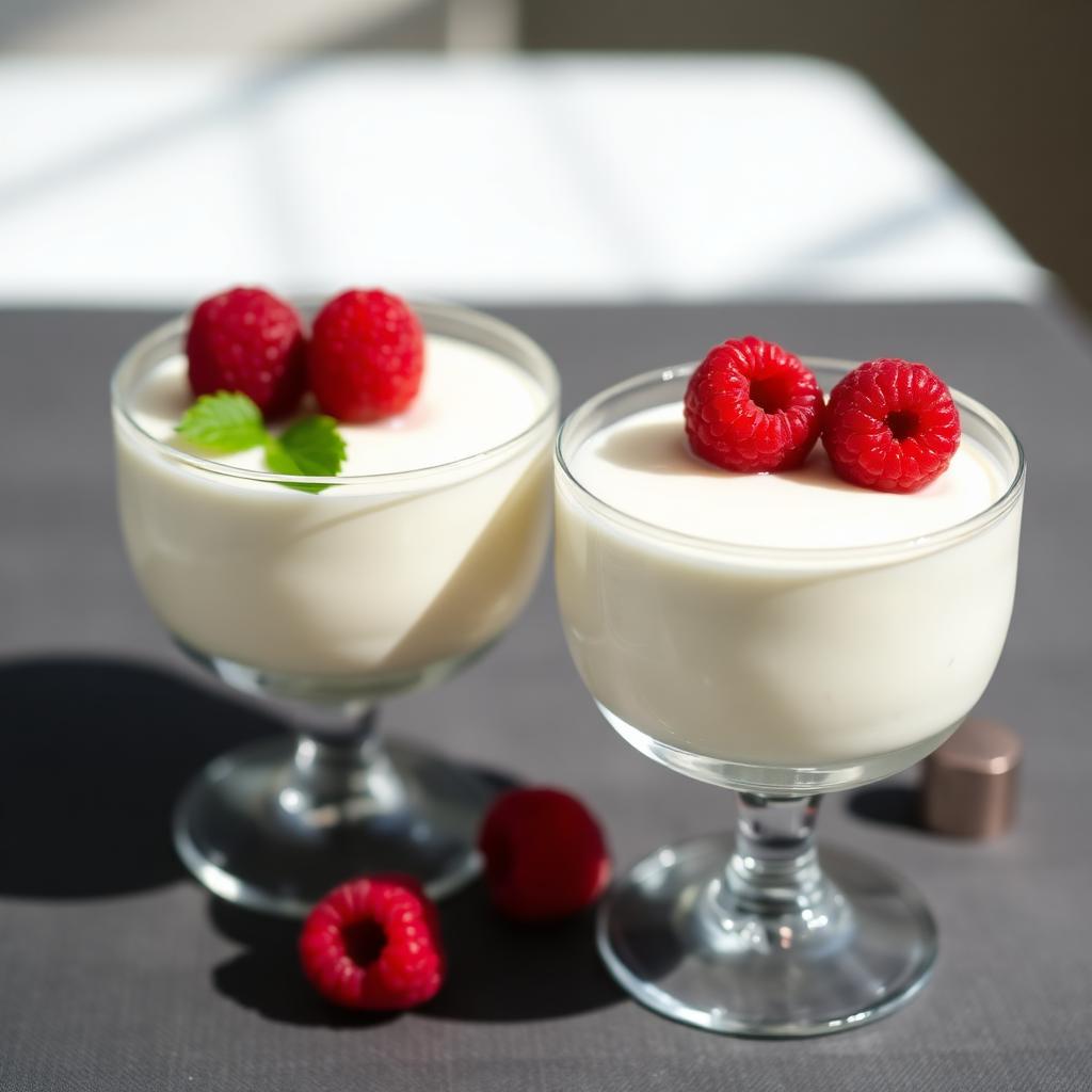 Foto della ricetta Panna cotta di cocco con lamponi