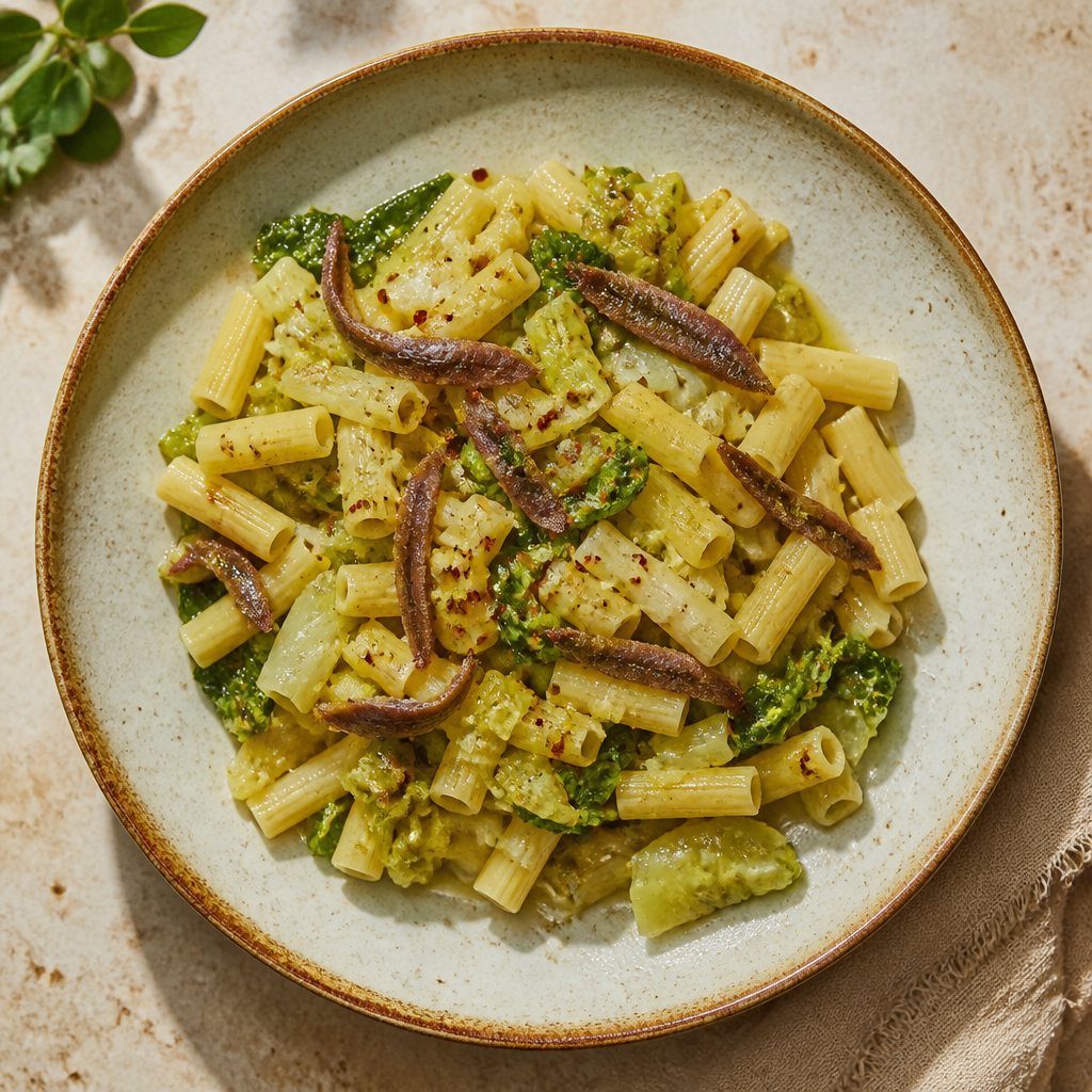 Foto della ricetta Pasta con acciughe e cavoli
