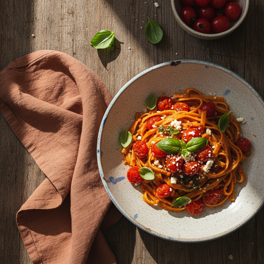 Foto della ricetta Pasta di lenticchie rosse al pomodoro fresco