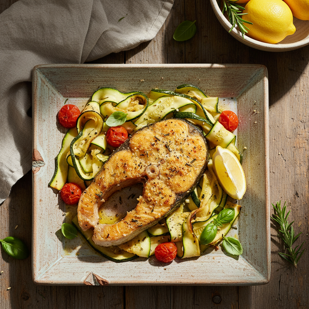 Foto della ricetta Pesce spada al forno con zucchine