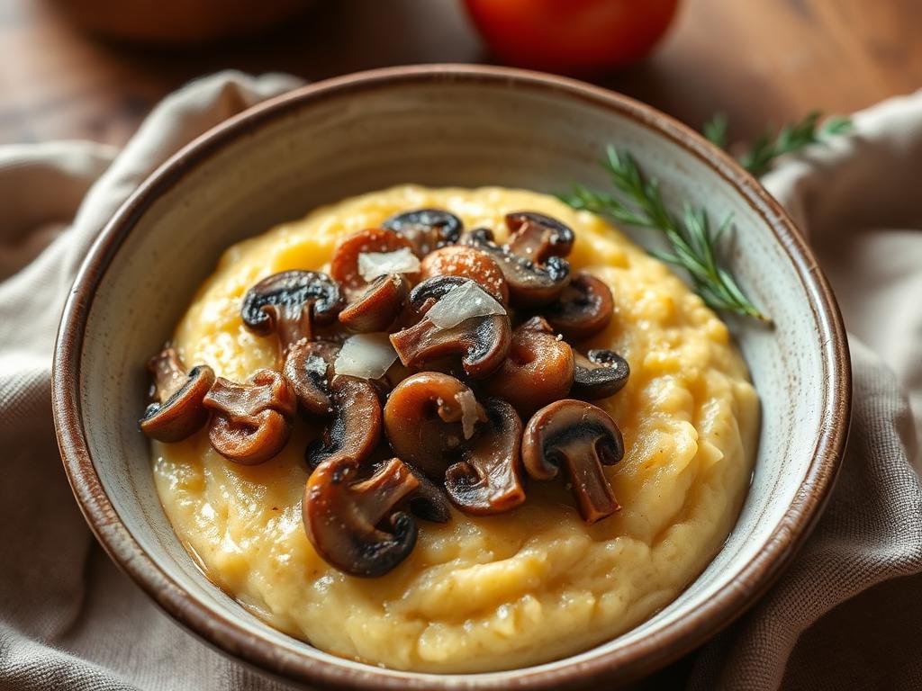 Foto della ricetta Polenta morbida con funghi