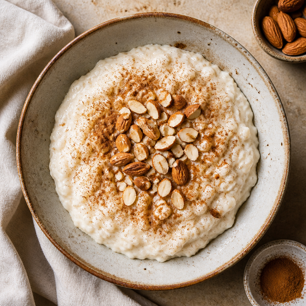 Foto della ricetta Porridge di riso e latte di mandorla con cannella
