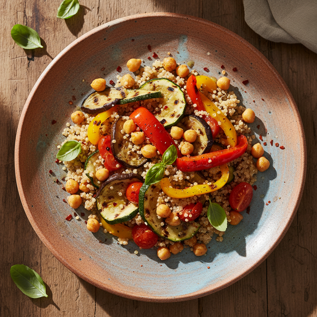 Foto della ricetta Quinoa con ceci e verdure grigliate