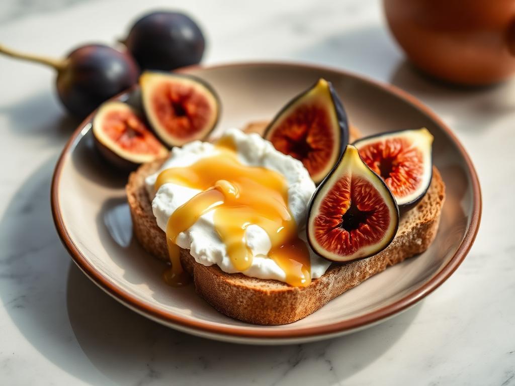 Foto della ricetta Ricotta e fichi su pane di segale