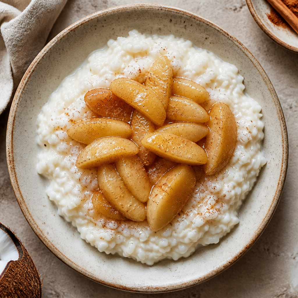 Foto della ricetta Riso al latte di cocco con mela cotta e cannella