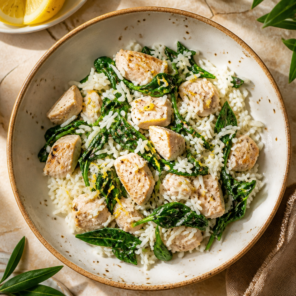 Foto della ricetta Riso basmati con tacchino e spinaci al limone