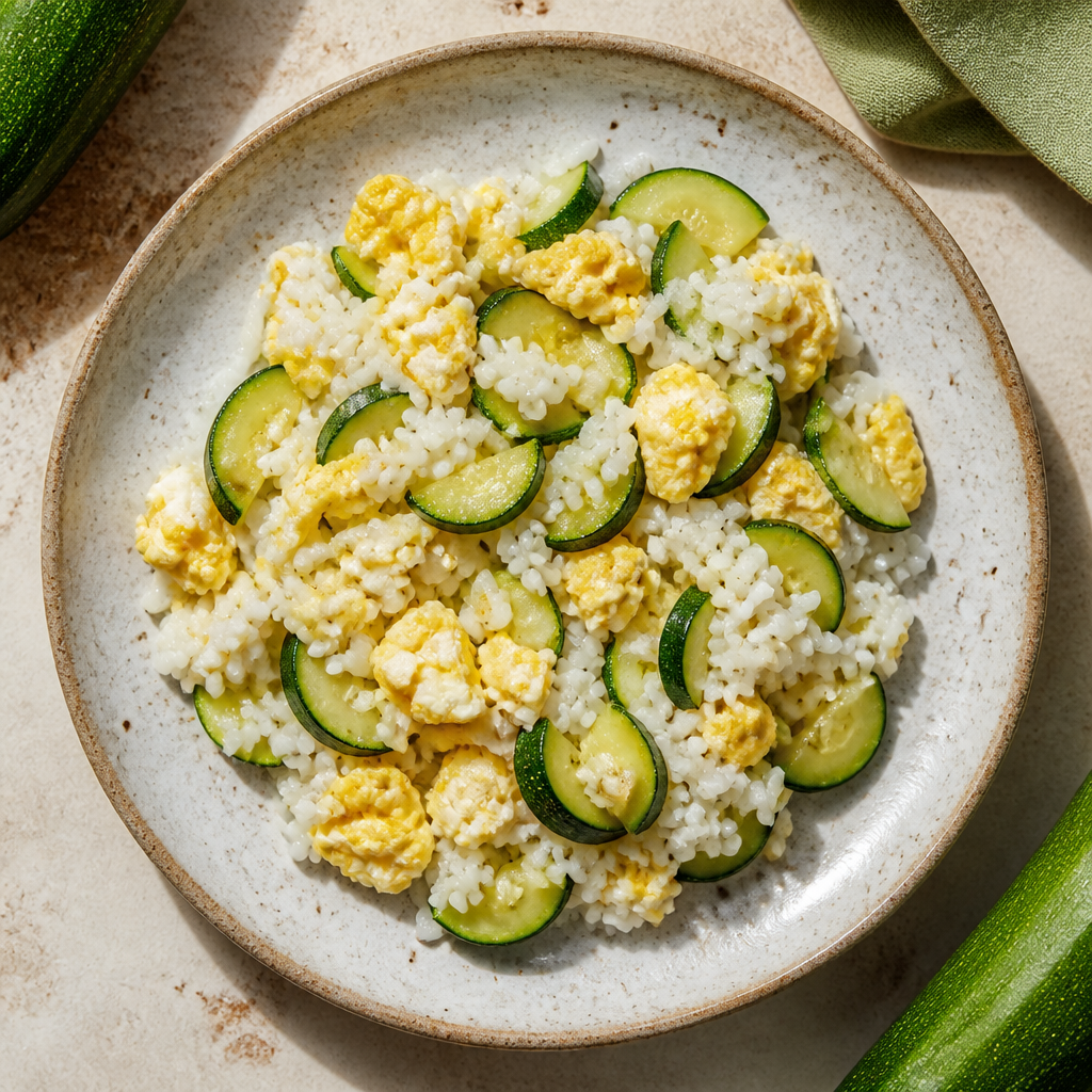 Foto della ricetta Riso bianco con uovo e zucchine
