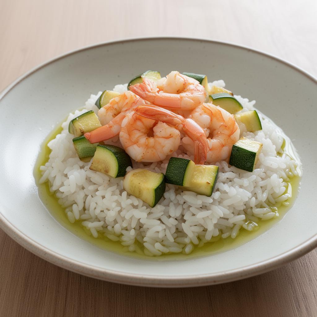 Foto della ricetta Riso bianco con gamberi e zucchine