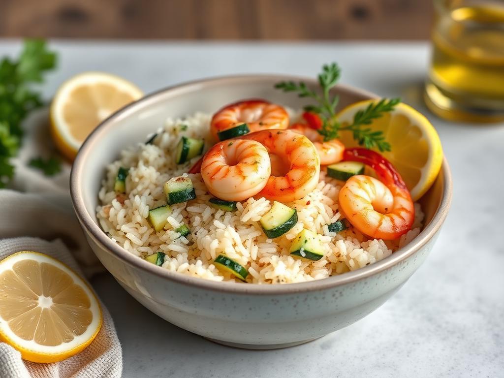 Foto della ricetta Riso basmati con zucchine e gamberi