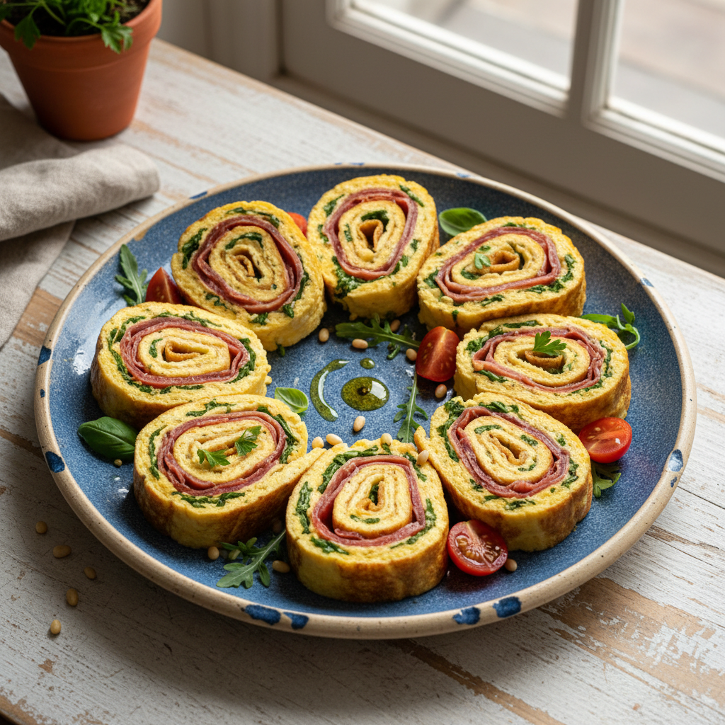 Foto della ricetta Rotolo d'oro di frittata e prosciutto