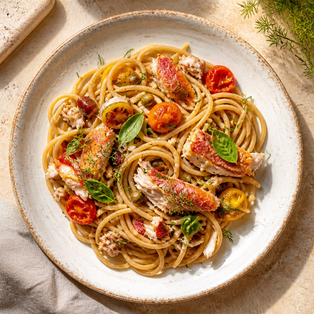 Foto della ricetta Spaghetti integrali d'estate con triglie