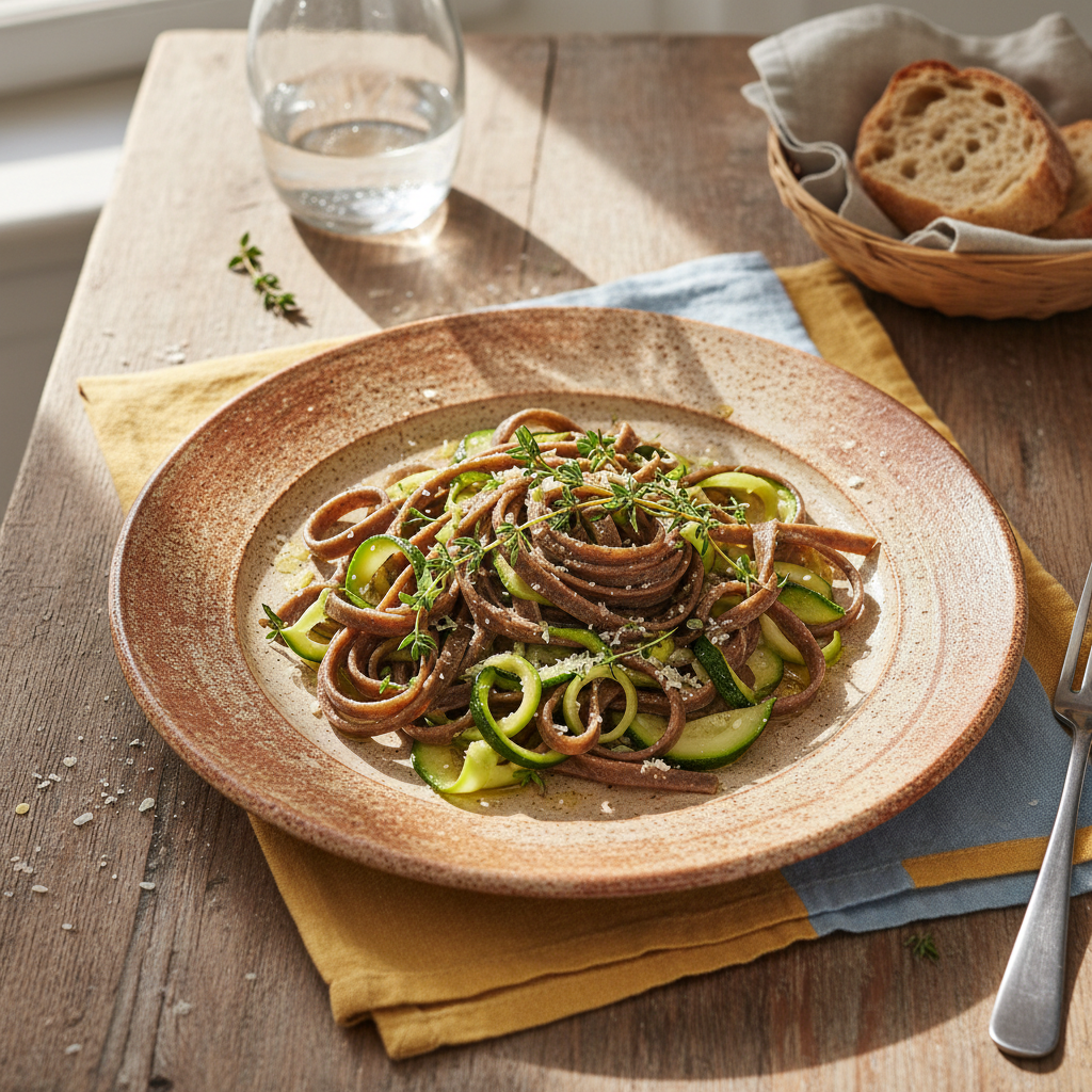 Foto della ricetta Tagliatelle di grano saraceno con zucchine e timo