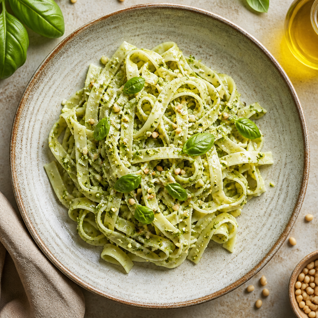 Foto della ricetta Tagliatelle di riso con pesto leggero