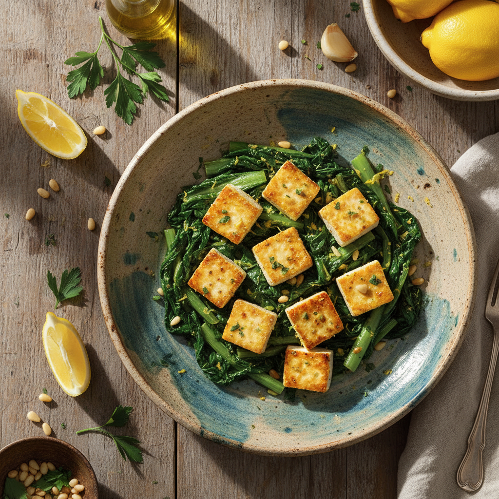 Foto della ricetta Tofu marinato al limone con bietole