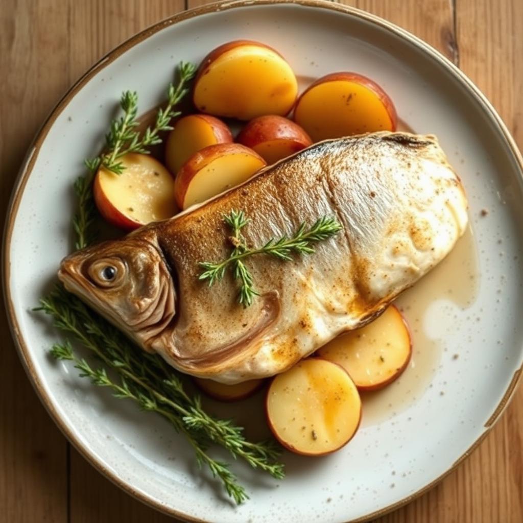 Foto della ricetta Trota al forno con patate e timo