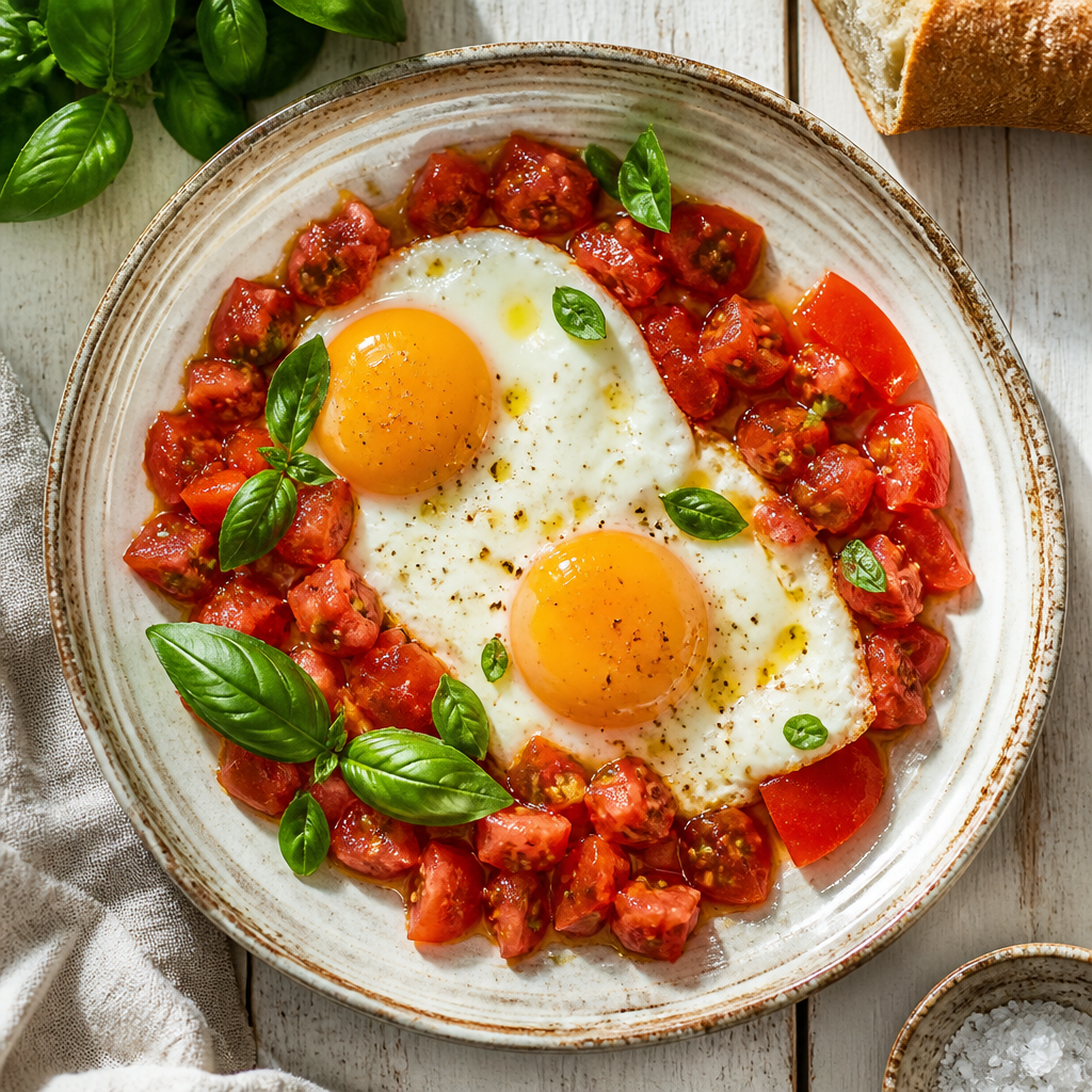 Foto della ricetta Uova al tegamino con pomodoro fresco