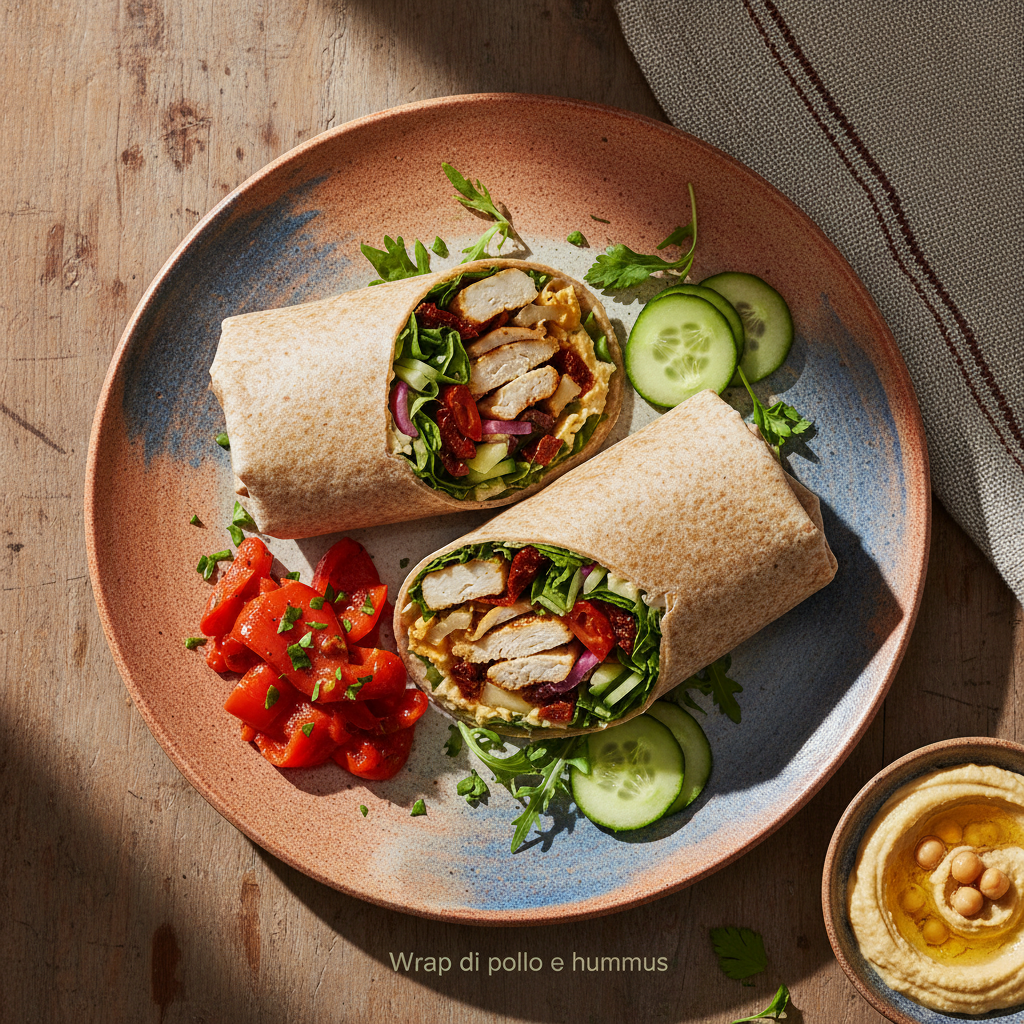 Wrap di pollo e hummus