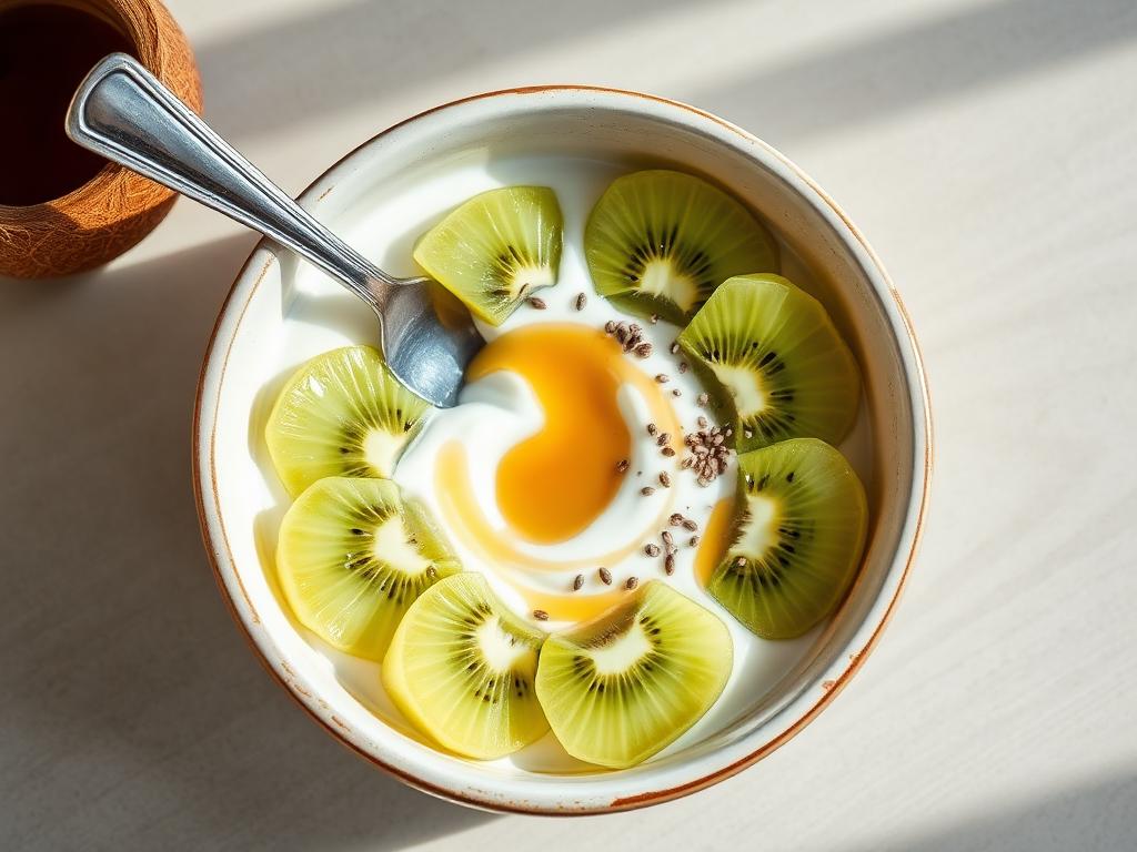 Foto della ricetta Yogurt di cocco con kiwi