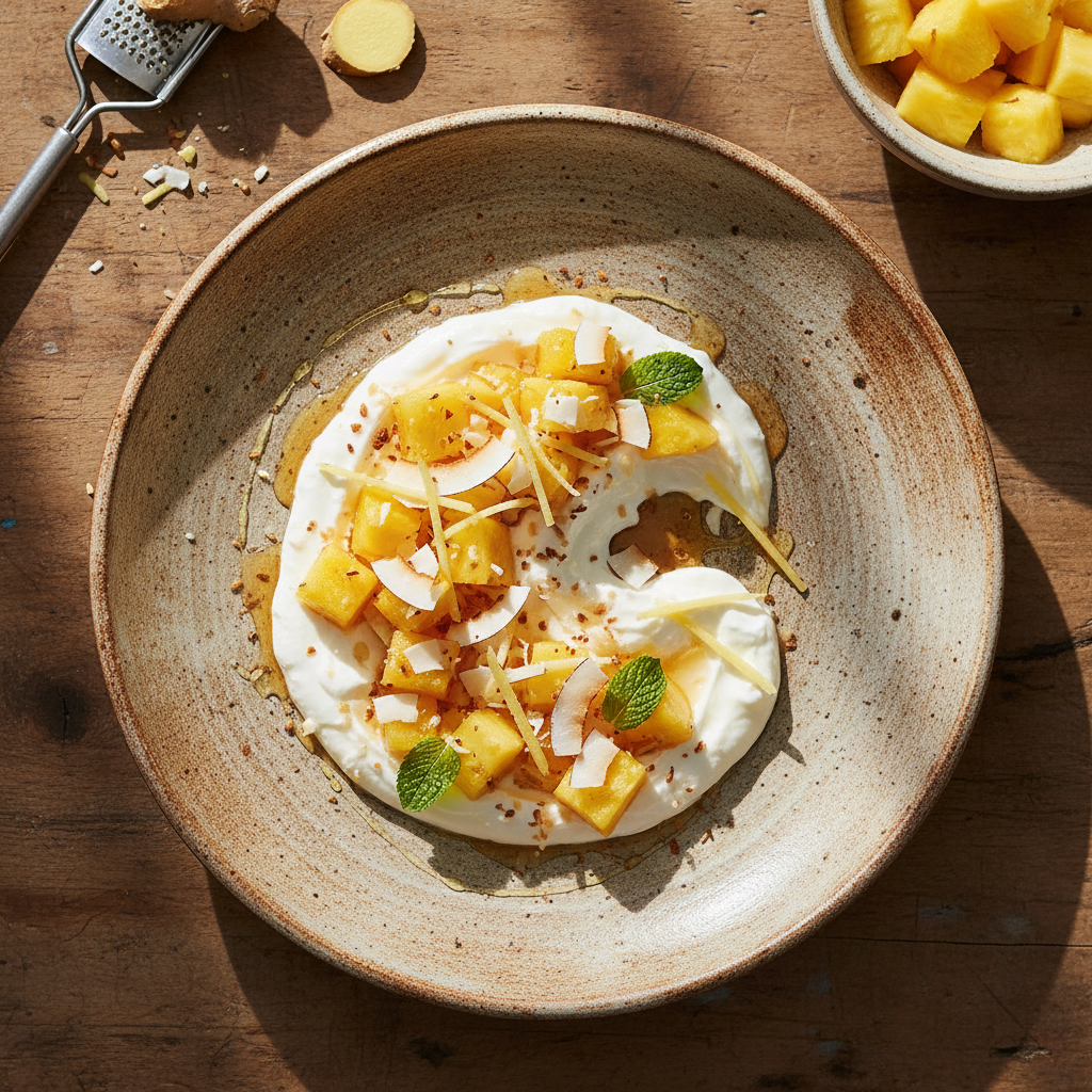 Foto della ricetta Yogurt di cocco con ananas e zenzero