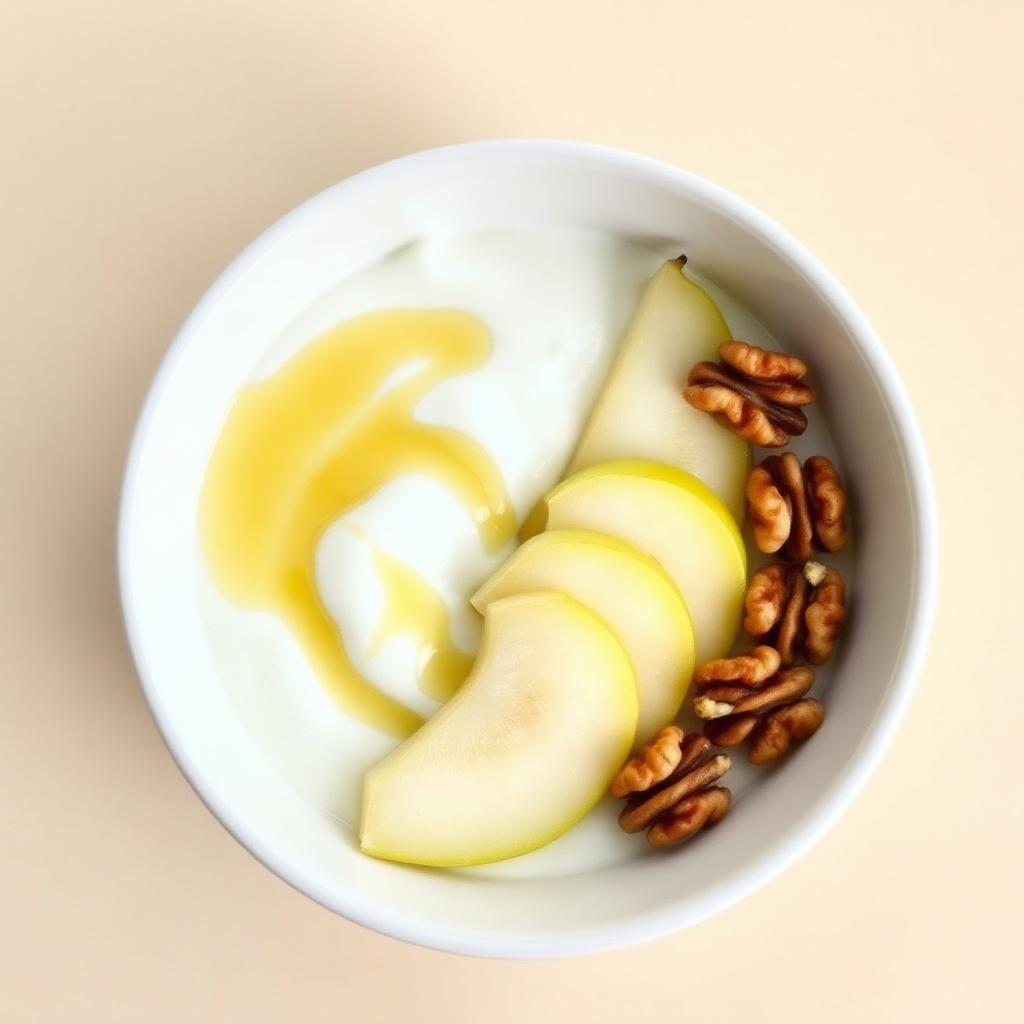 Foto della ricetta Yogurt di soia con pera e noci