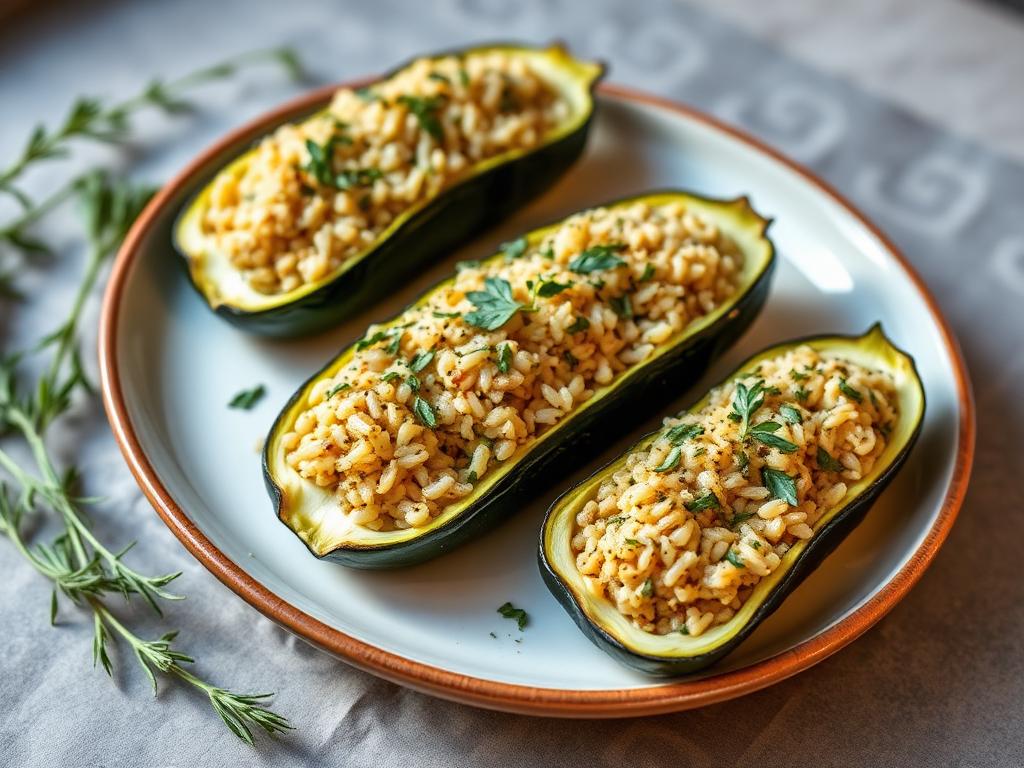 Foto della ricetta Zucchine ripiene di riso e erbe